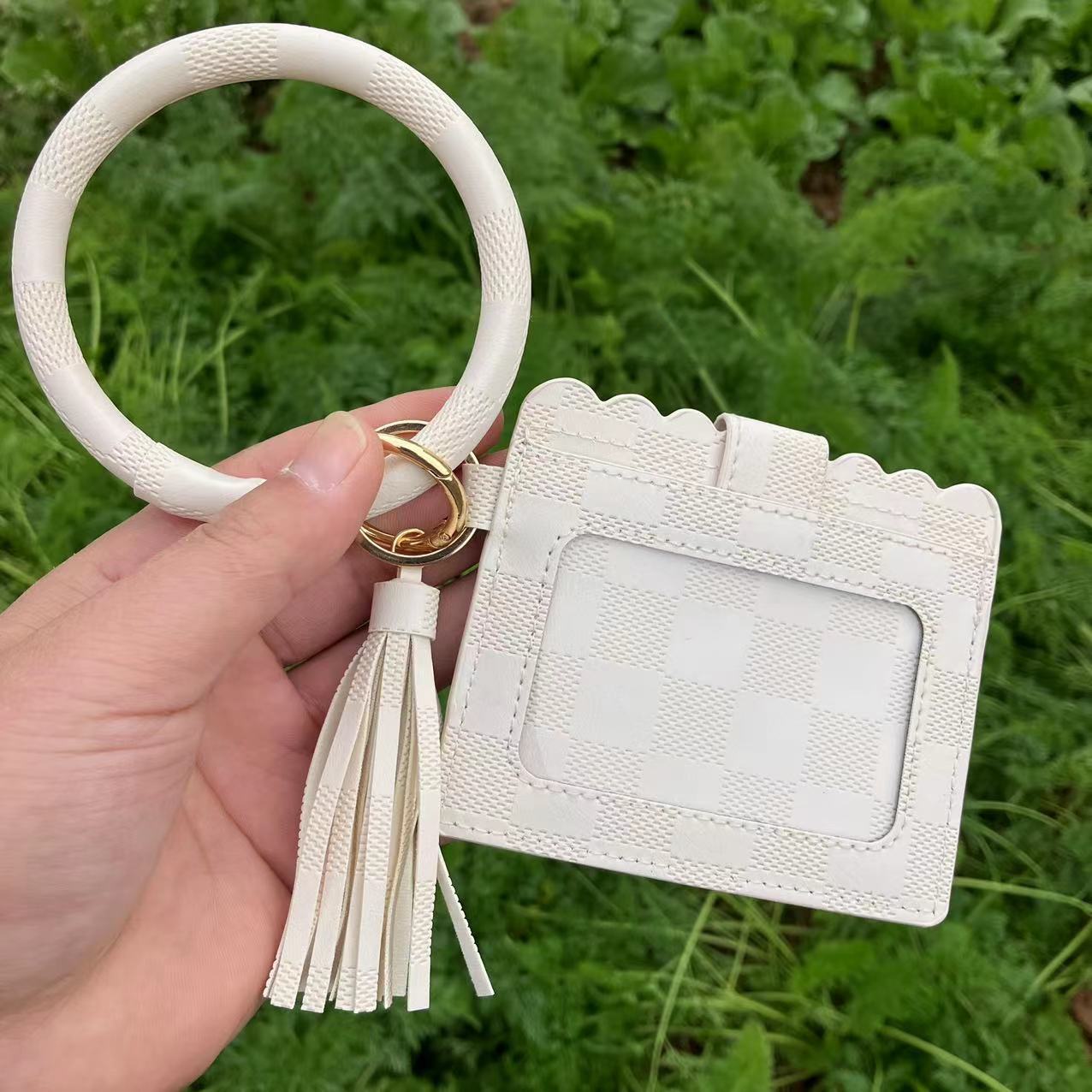 Wholesale Fashion Leopard Print PU Leather Tassel Coin Purse Keychain